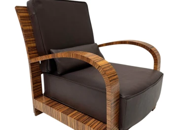 Two Art Deco Lounge Chairs with Leather Cushions France, 1930s